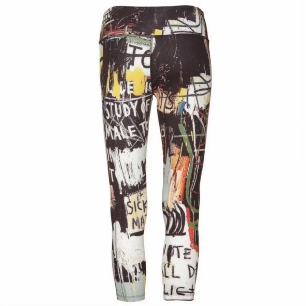Alice + Olivia Basquiat Jackie Notary Graffiti Print Leggings Pants Drawing XS